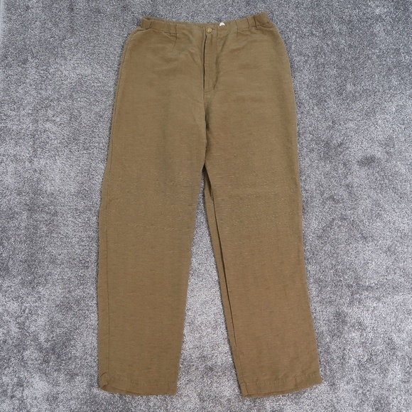 Chicos Design Silk/Linen Blend Ankle Pants Size 1 Green Straight - Picture 1 of 14